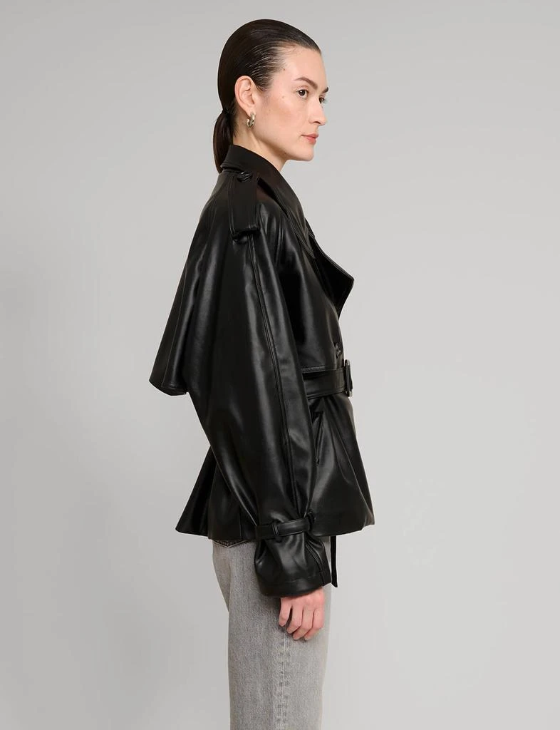 Pixie Market Black Cropped Leather Trench 2