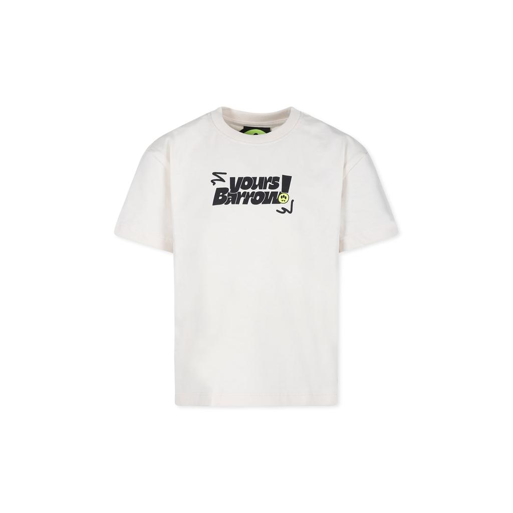 BARROW Ivory T-shirt For Kids With Bear Print