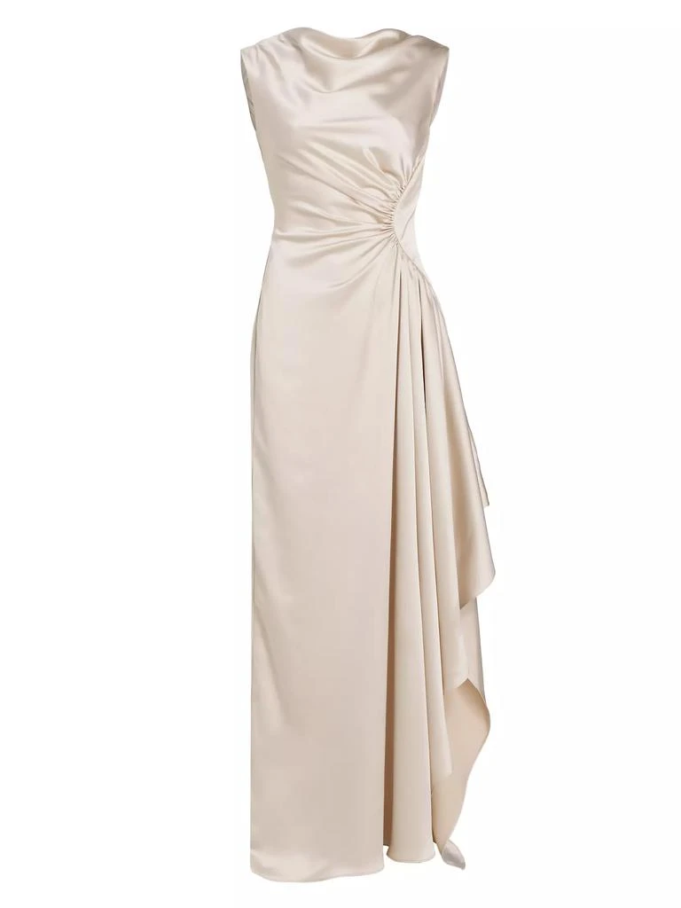 Amsale Half Moon Asymmetric Satin Gown 1