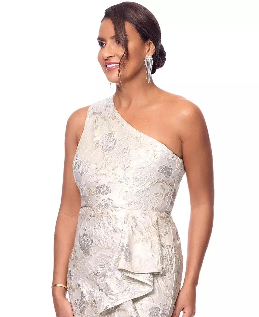 XSCAPE Women's Metallic Jacquard One-Shoulder Gown 3
