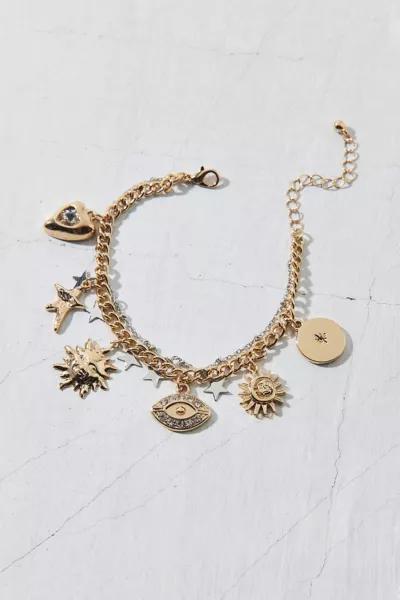 Urban Outfitters Celestial Sun And Heart Layered Charm Bracelet