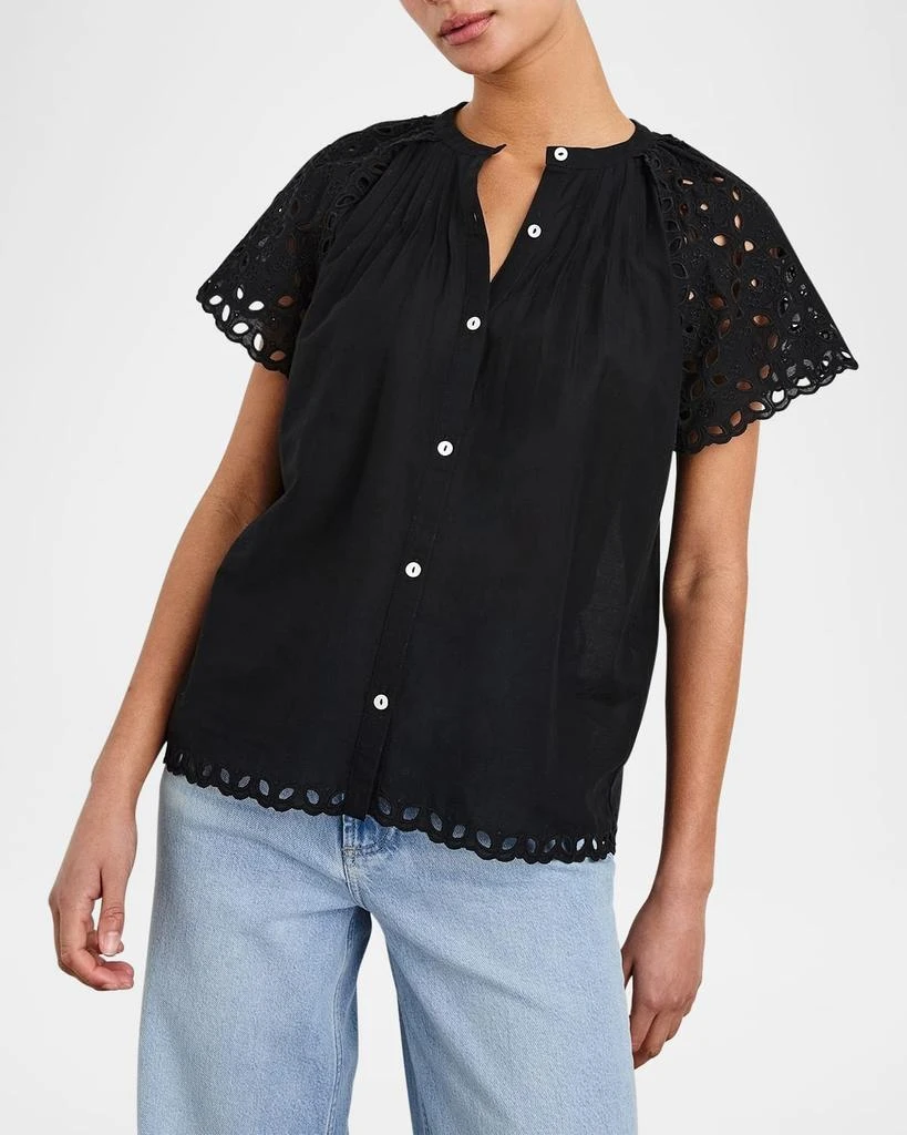 Rails Cerise Eyelet Flutter-Sleeve Blouse 4