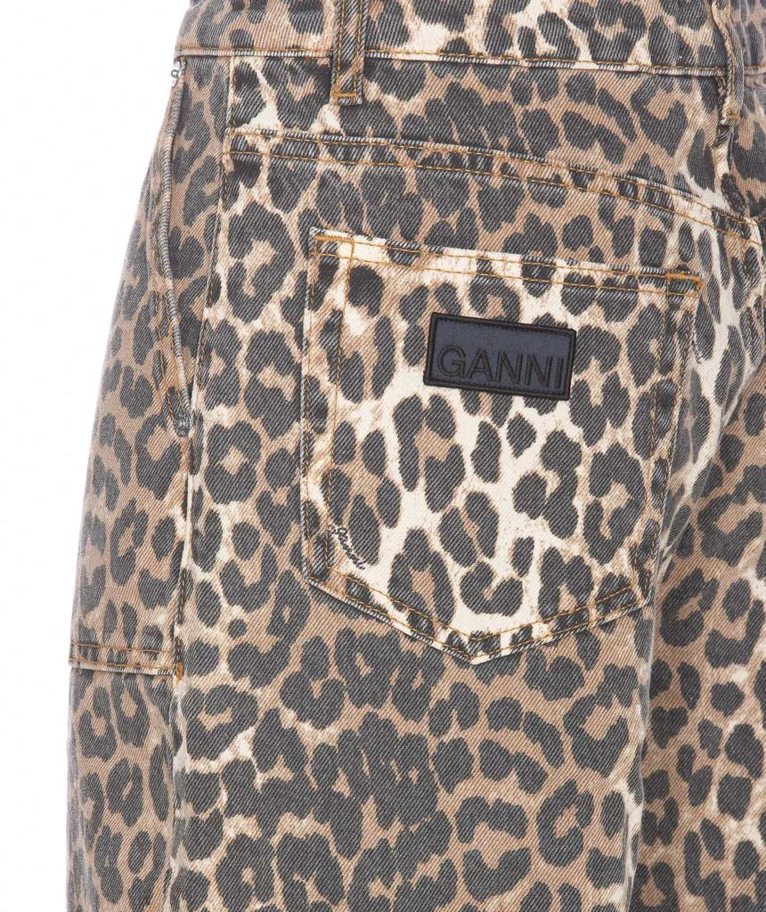Ganni Ganni Leopard Printed Straight Leg Jeans 3
