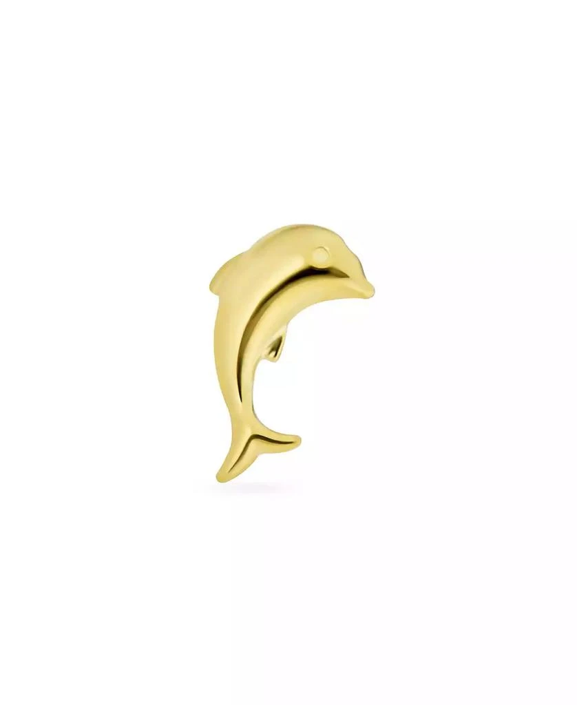 Bling Jewelry Tiny Mini Minimalist Nautical Tropical Ocean Marine Life 14K Yellow Gold Dolphins Cartilage Ear Lobe Piercing 1 Piece Stud Earring  Safety Screw back 4