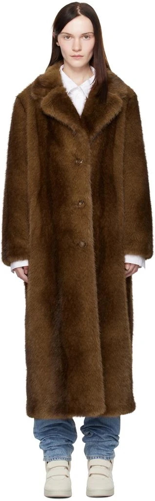 STAND STUDIO Brown Nora Faux-Fur Coat 1