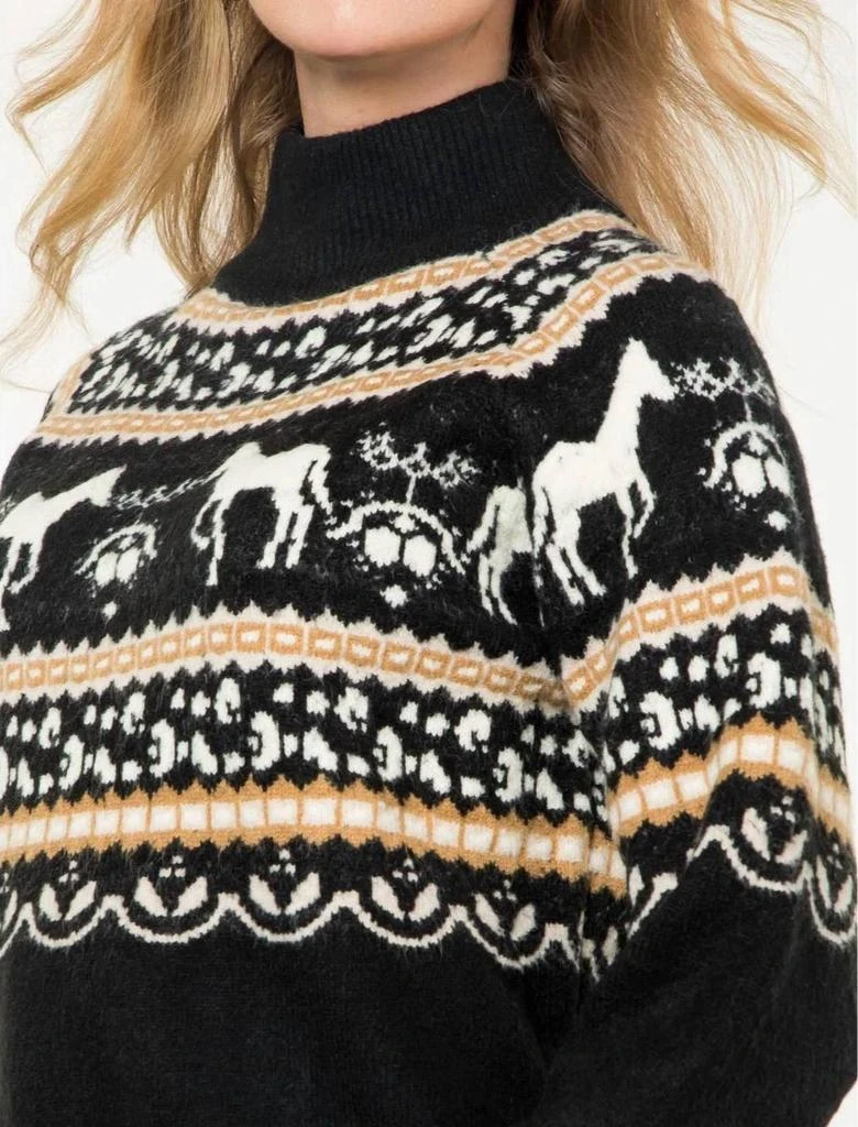 THML Horse Fair Isle Sweater In Black 4