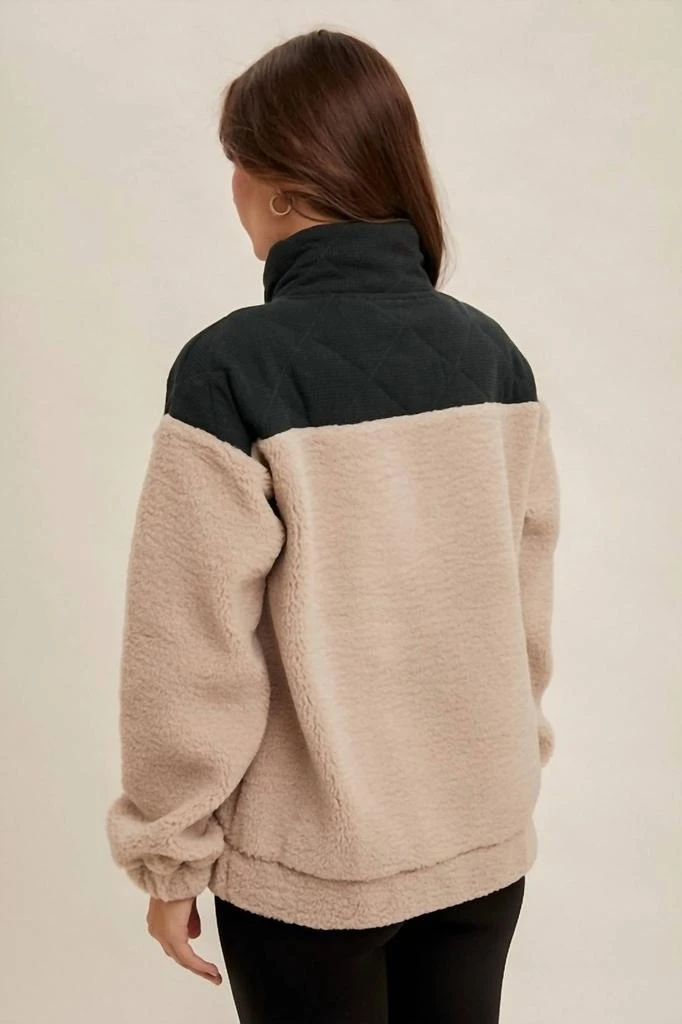 Hem & Thread Hem & Thread - Half Zip Quilted Jacquard Fuzzy Pullover 3