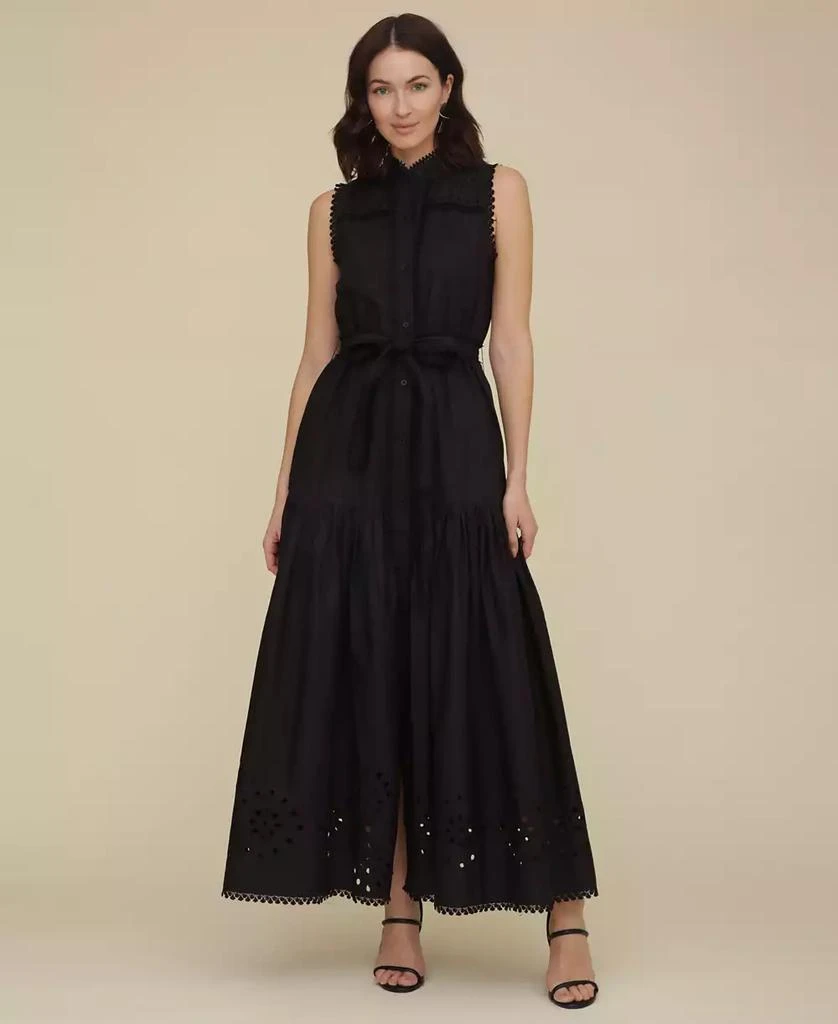 Avec Les Filles Women's Cotton Sleeveless Eyelet Maxi Dress 2