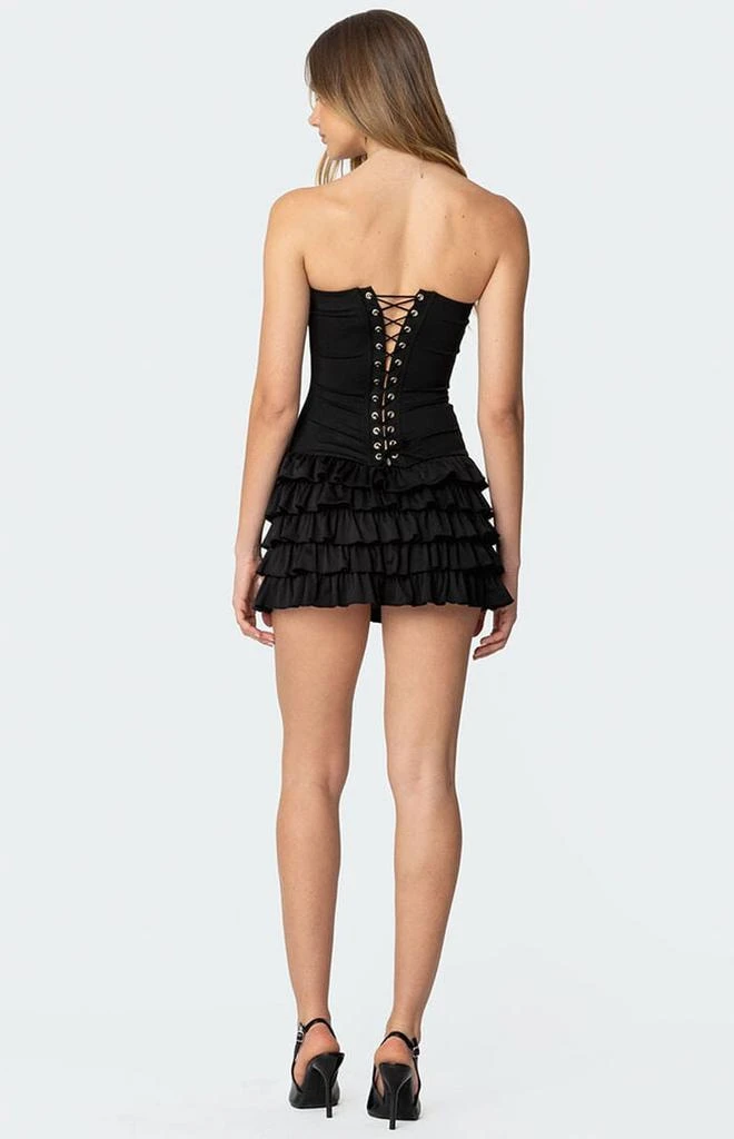 Edikted Sofia Boned Ruffle Mini Dress - Black - Medium Edikted Sofia Boned Ruffle Mini Dress - Black - Medium