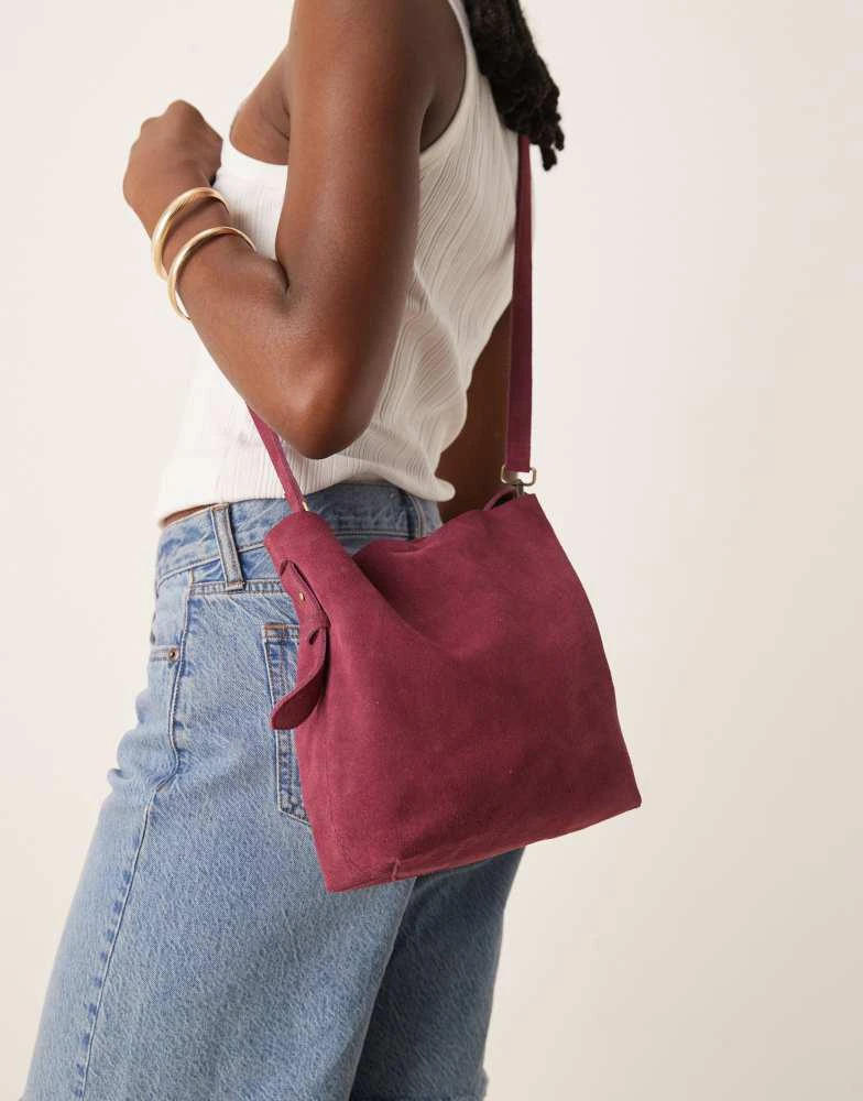 Barneys Originals Barneys originals suede bucket bag in burgundy 1