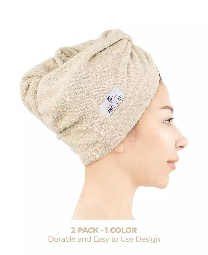 American Soft Linen 2-Pack Hair Drying Towels, 26" x 13" 2