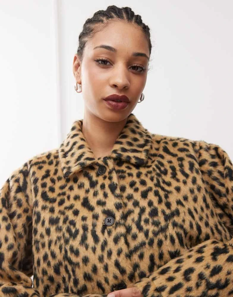Obey Obey dottie leopard jacket in brown 4