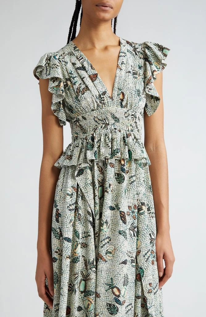Ulla Johnson Brielle Flutter Sleeve Silk Midi Dress 4