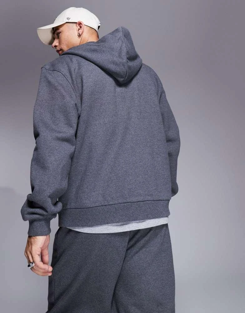 ASOS ASOS DESIGN premium heavyweight oversized zip through hoodie 400gsm in charcoal marl 4