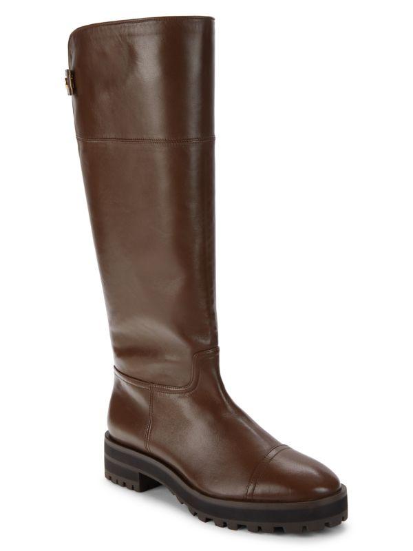 Stuart Weitzman Pearly Leather Knee High Riding Boots