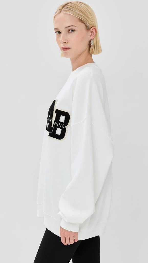 ANINE BING Miles Sweatshirt Letterman Off White 4