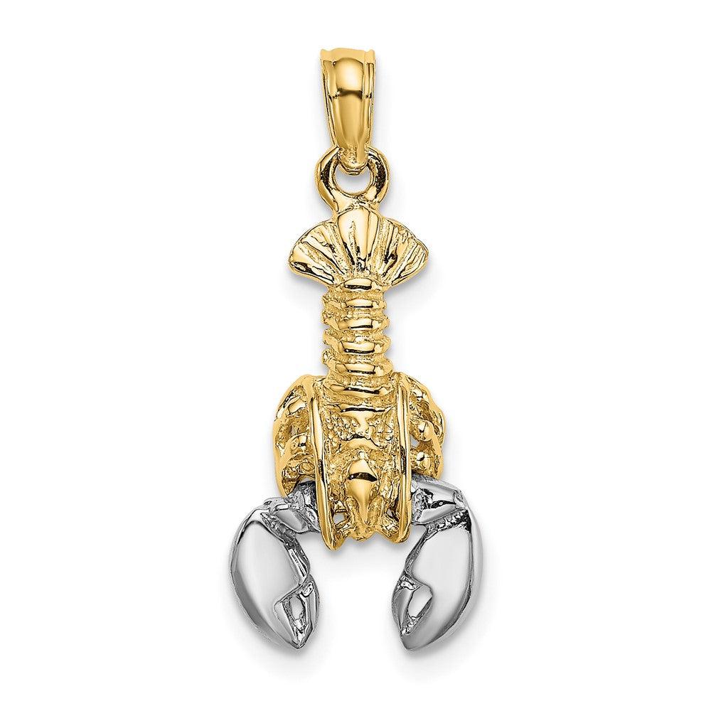 Diamond2Deal 10k Yellow Gold Rhodium 2-D Moveable Lobster Charm Pendant