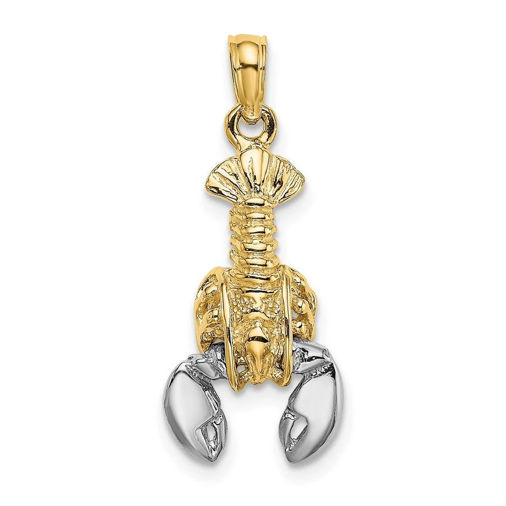 Diamond2Deal 10k Yellow Gold Rhodium 2-D Moveable Lobster Charm Pendant 1