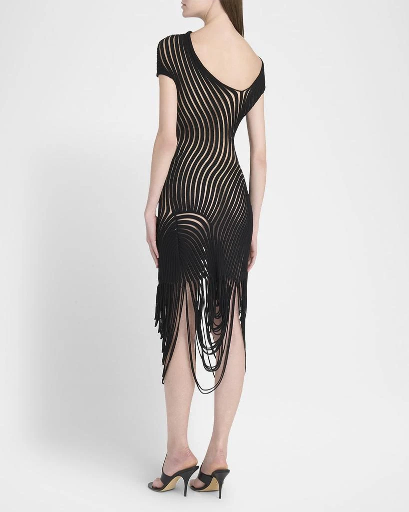 Salvatore Ferragamo Transparent Contrast Rib Knit Midi Dress 3