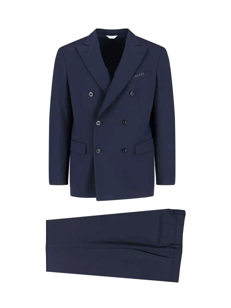 BOGLIOLI Navy Blue Virgin Wool Blend Double-Breasted Suit