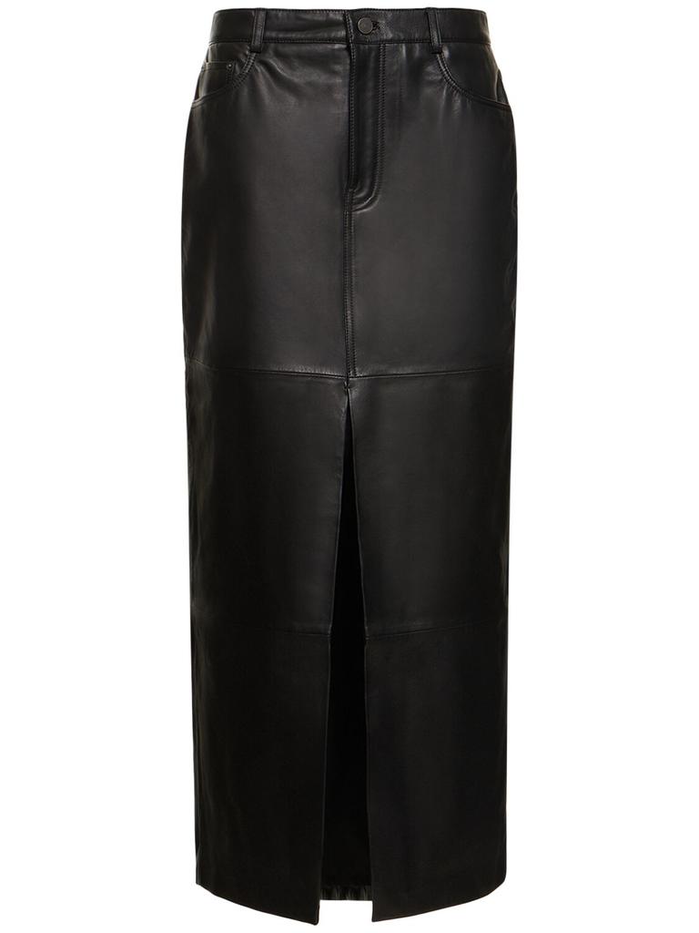 REFORMATION Veda Tazz Leather Maxi Skirt