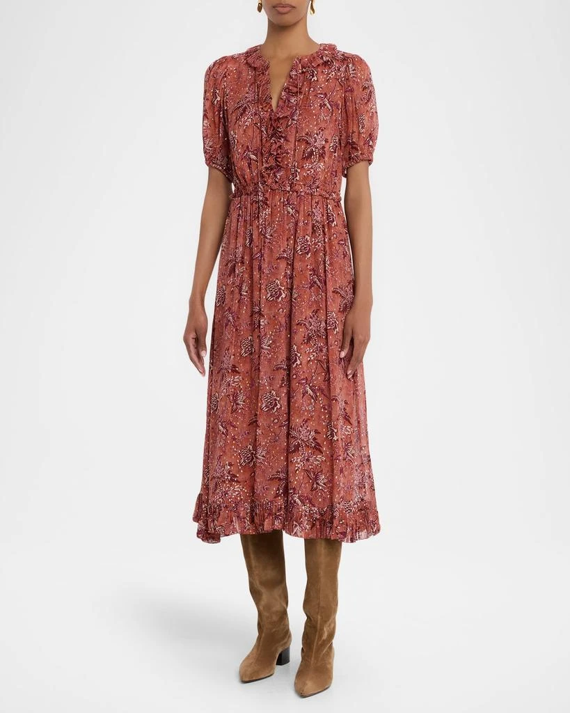 white christmas dresses MO&Co. Women's Ruffle Chiffon Midi Dress Floral Size S main image 0