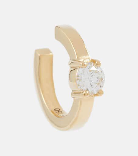 Melissa Kaye Aria U 18kt gold single ear cuff with diamond