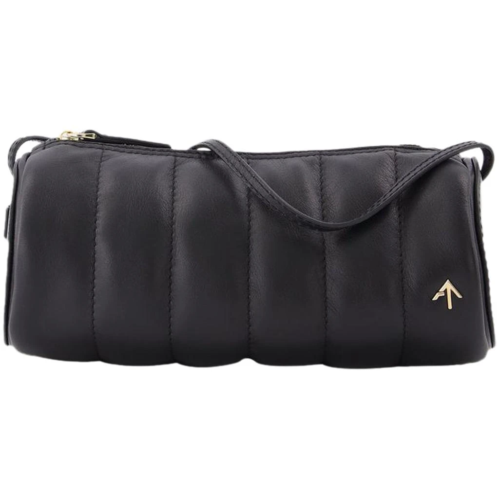 Manu Atelier Padded Cylinder Bag in Black Leather 3