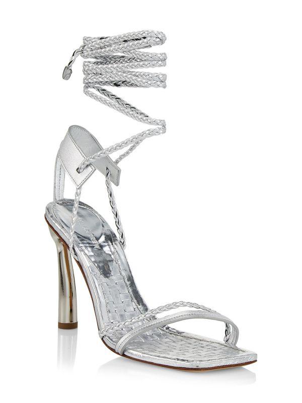 Paul Andrew Braided Leather Lace-Up Sandals