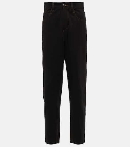 Brunello Cucinelli High-rise straight cotton-blend pants 1
