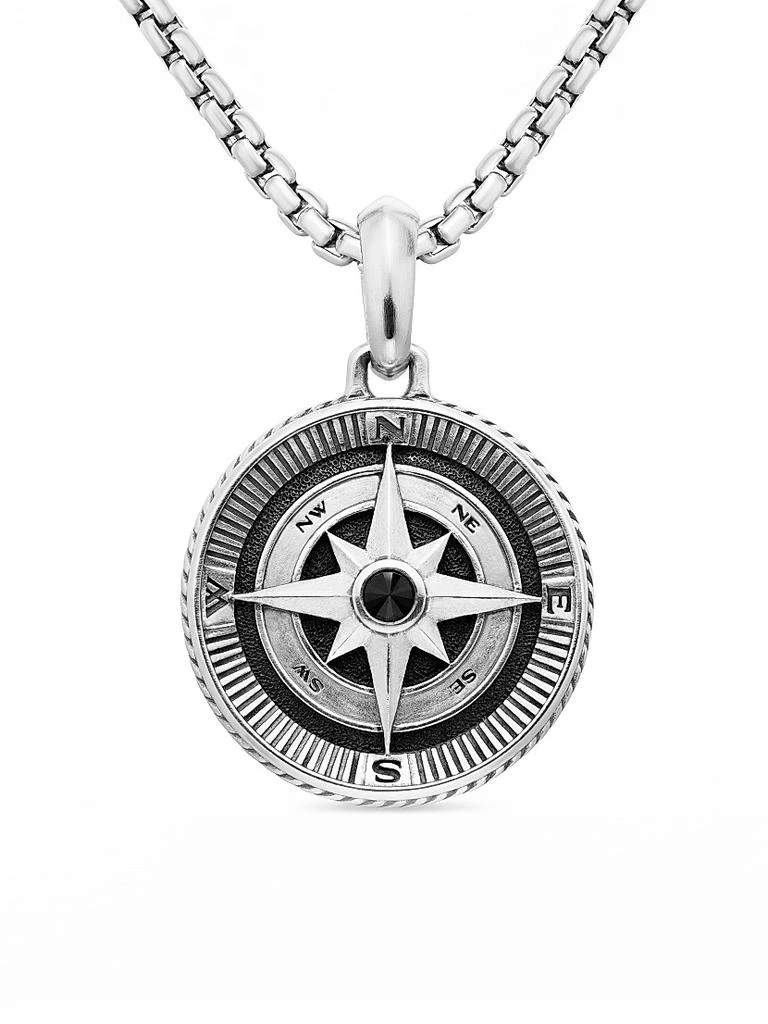 David Yurman Maritime Compass Amulet in Sterling Silver with Center Black Diamond, 26.8mm 1