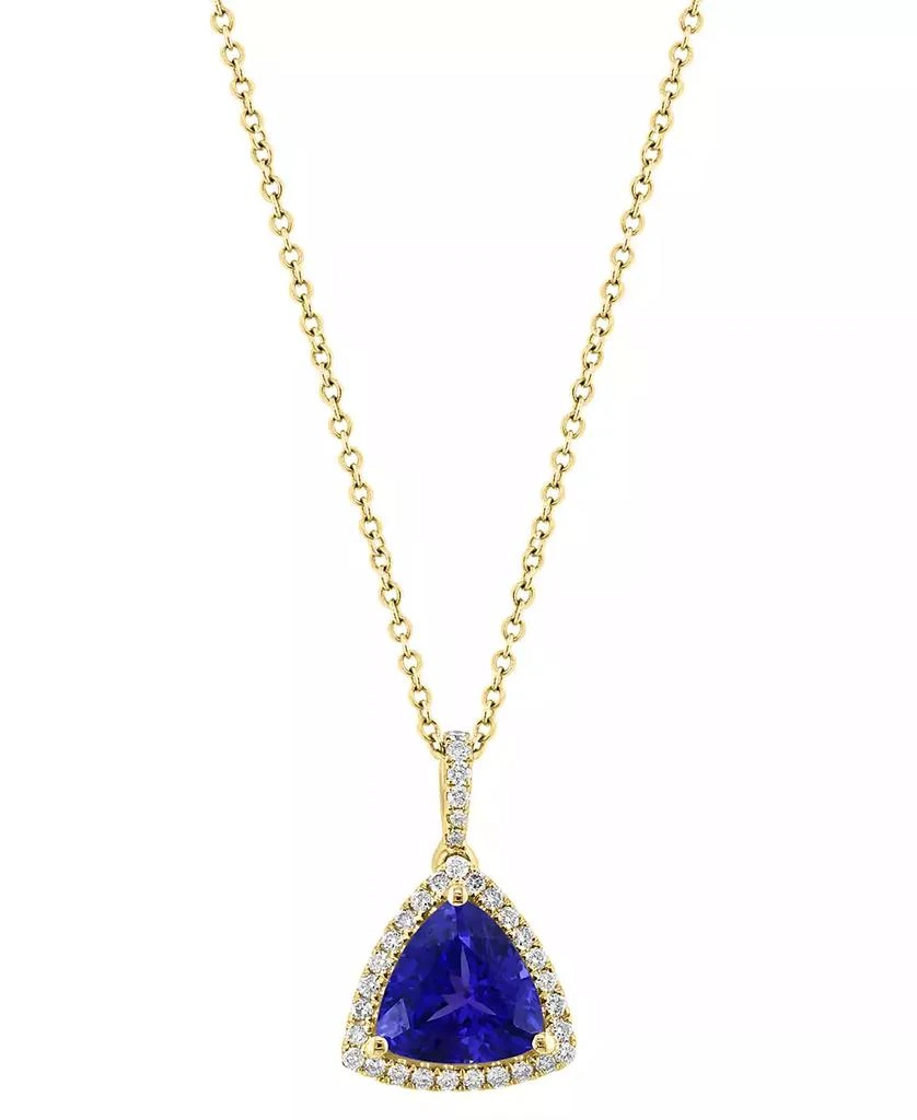 EFFY Collection EFFY® Tanzanite (1-1/2 ct. t.w.) & Diamond (1/5 ct. t.w.) Trillion Halo 18" Pendant Necklace in 14k Gold 1