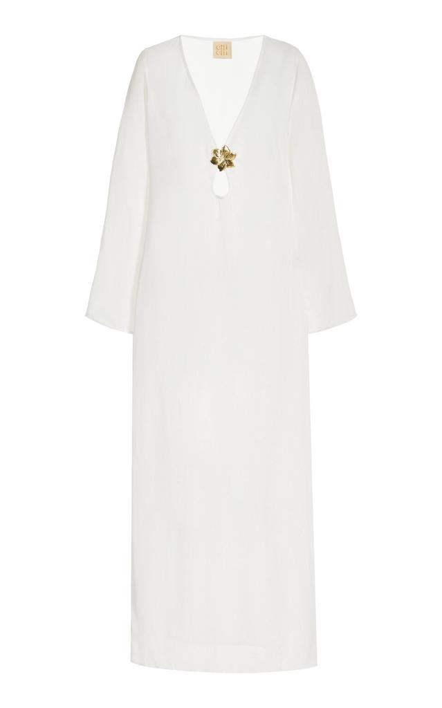 Cin Cin Cin Cin - Hotline Brooch-Detailed Sheer Maxi Dress - Ivory - M - Moda Operandi