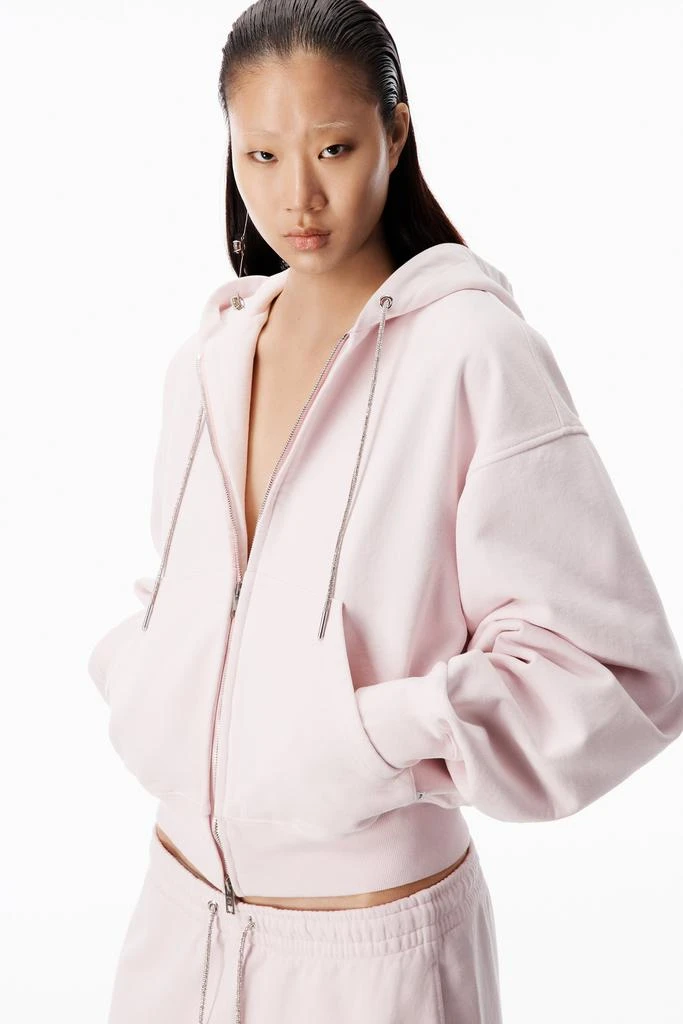 Alexander Wang Crystal Hotfix Drawcord Zip-Up Hoodie 3