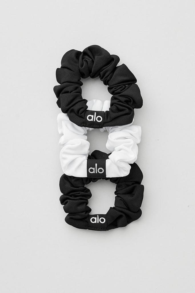Alo Fresh Mini Scrunchie (3-Pack) - Green Olive/Lunar Grey/White