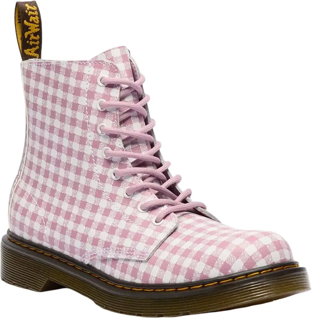 Dr. Martens 1460 Pascal Junior Pink Tartan Lace Up Boots - Youth