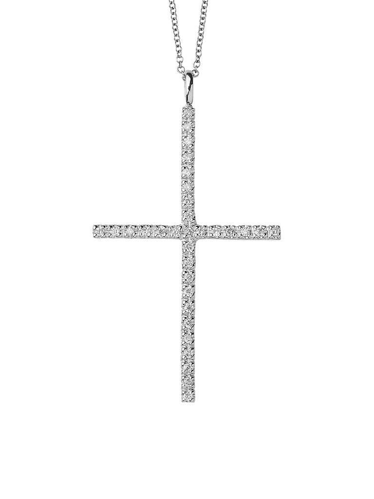 Ileana Makri Classic 18K White Gold & Diamond Cross Pendant Necklace