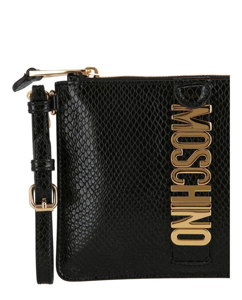 Moschino Moschino Logo Leather Clutch Bag