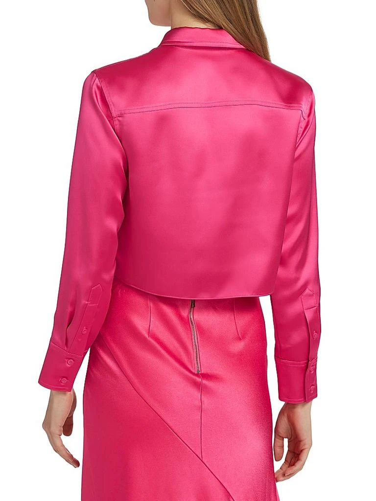 Alice + Olivia Leon Satin Crop Shirt 5