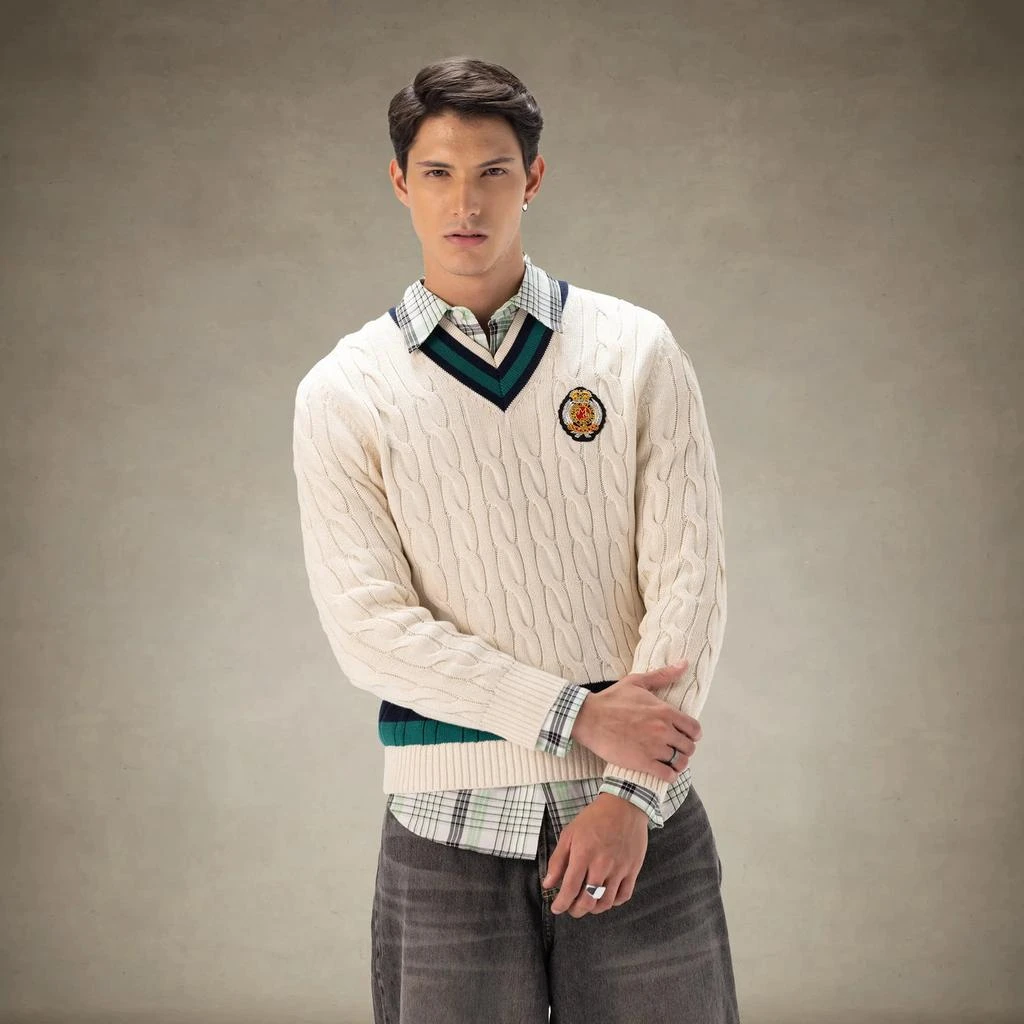 Members Only Men's Cable Knit Cricket Sweater 7