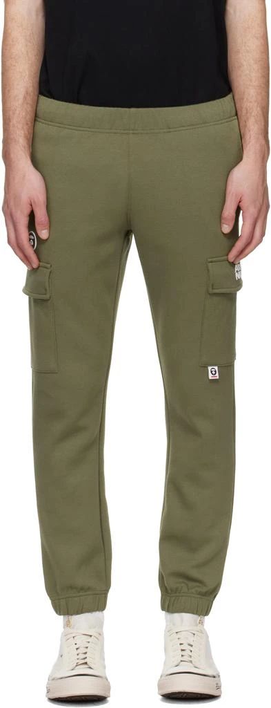 AAPE Khaki 'AAPENOW' Moonface Cargo Sweatpants