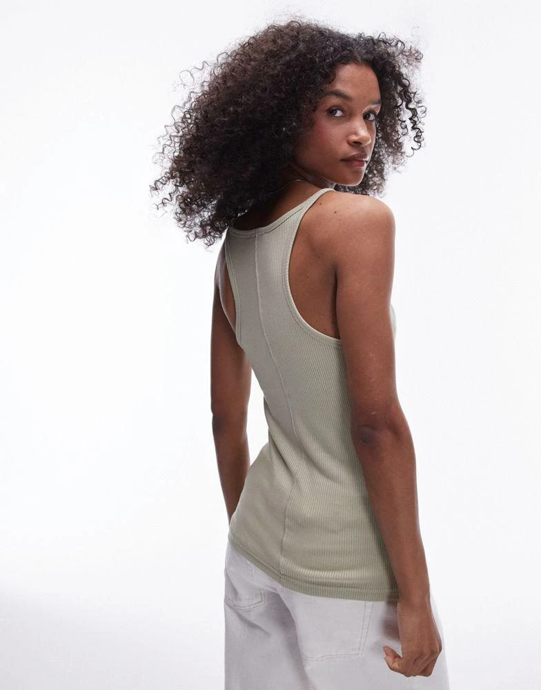Topshop Topshop low neck racer vest in sage 4