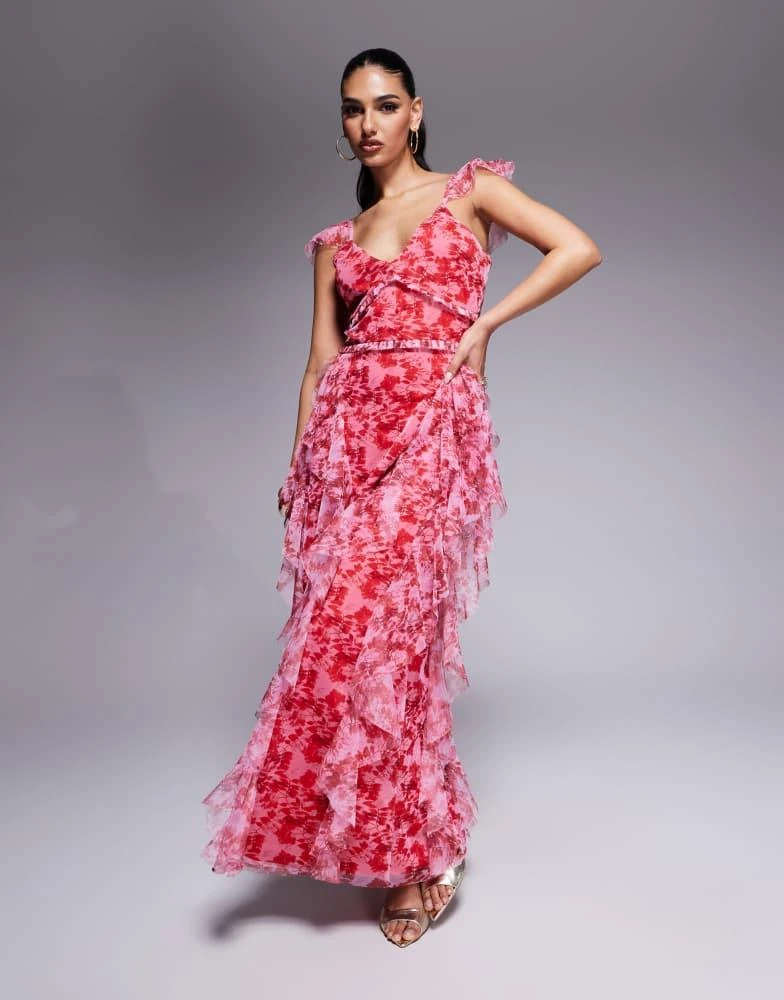 chinese dress ladies Lace Pink Beads Ruffled Homecoming Dresses Short Formal Gown, MH445 main image 1