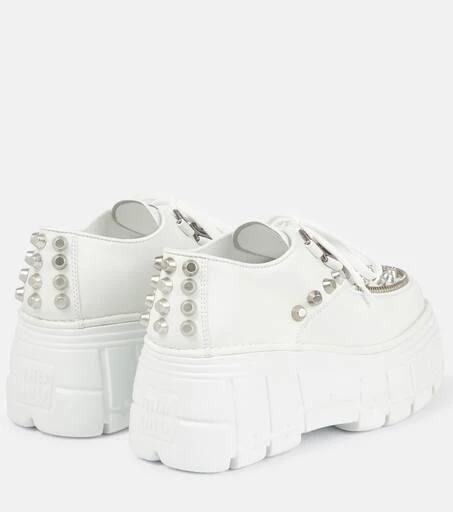 Miu Miu Embellished leather platform derby shoes 3