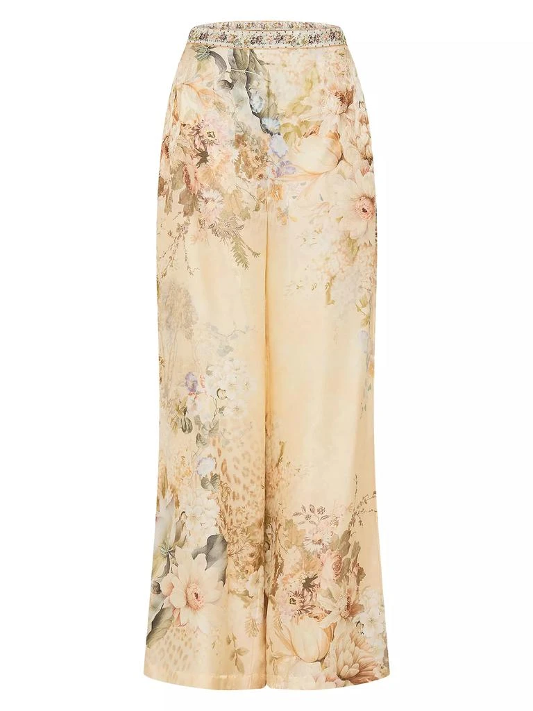 Camilla Floral Silk-Blend Wide Leg Pants 1
