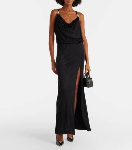 Versace Draped Medusa Cocktail Dress, female, black, 42