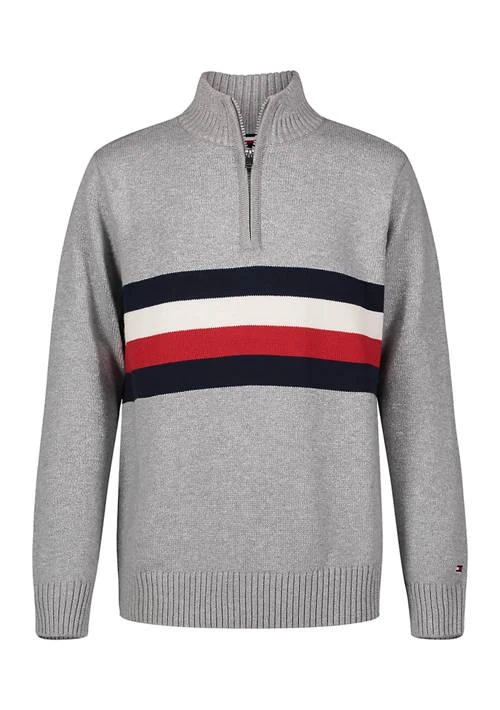 Tommy Hilfiger Hilfiger Boys 8 20 Signature Stripe 1 4 Zip Sweater 1