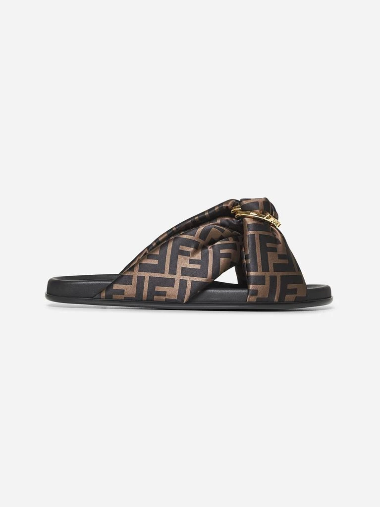 Fendi Brown FF satin Fendi Feel slides 1