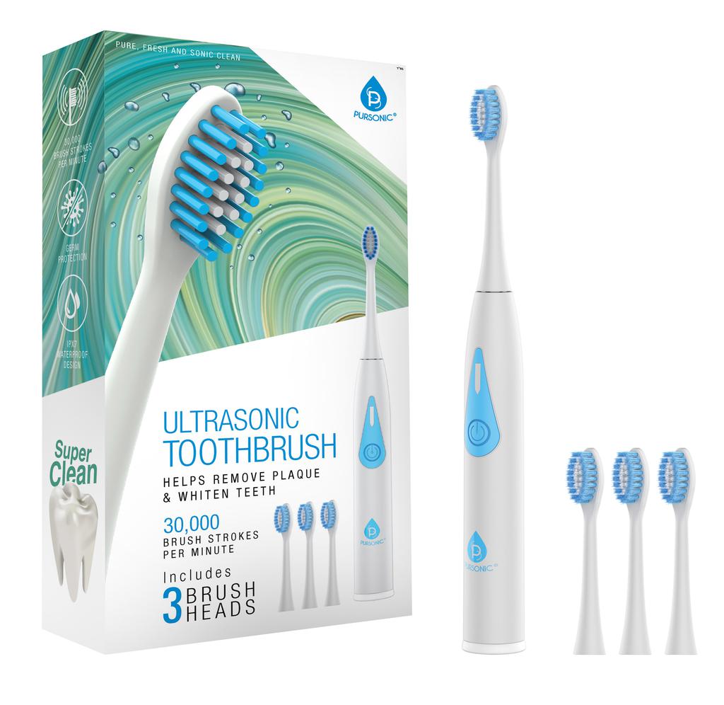 PURSONIC Triple-Head Electric Tooth Wizard - 30,000 Strokes Per a Minute