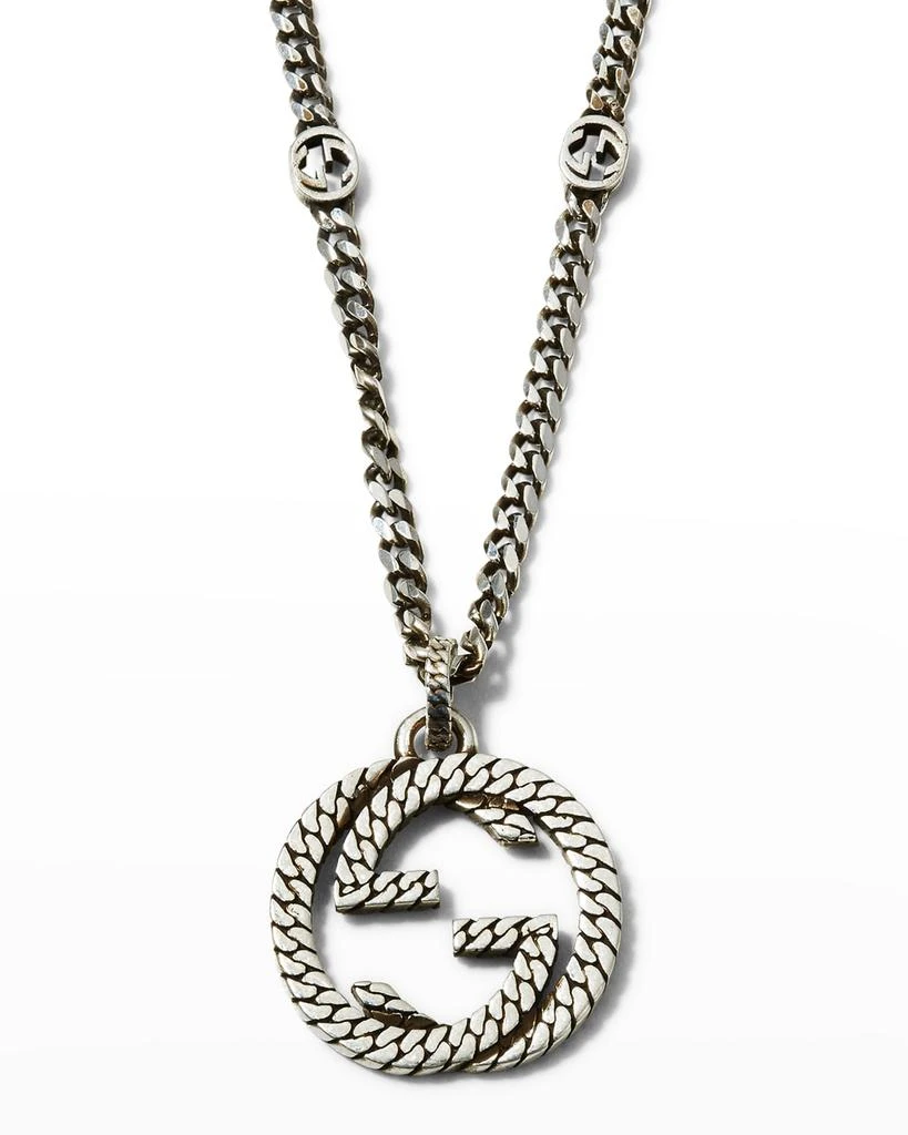 Gucci Men's Interlocking G Sterling Silver Pendant Chain Necklace 1